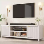 TV Stand with Fluted Doors and 2-Tier Storage for TVs up to 75 Inches