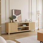 TV Stand with Fluted Doors and 2-Tier Storage for TVs up to 75 Inches
