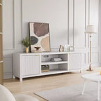 TV Stand with Fluted Doors and 2-Tier Storage for TVs up to 75 Inches