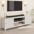 TV Stand with Fluted Doors and 2-Tier Storage for TVs up to 75 Inches