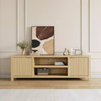 TV Stand with Fluted Doors and 2-Tier Storage for TVs up to 75 Inches