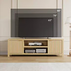 TV Stand with Fluted Doors and 2-Tier Storage for TVs up to 75 Inches