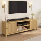 TV Stand with Fluted Doors and 2-Tier Storage for TVs up to 75 Inches
