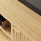 TV Stand with Fluted Doors and 2-Tier Storage for TVs up to 75 Inches