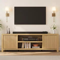 Fluted TV Stand for 75+ TVs, Modern Entertainment Center with 2-Tier Storage, Adjustable Shelves & Handles, Media Console for Living Room & Bedroom