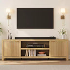 Fluted TV Stand for 75+ TVs, Modern Entertainment Center with 2-Tier Storage, Adjustable Shelves & Handles, Media Console for Living Room & Bedroom