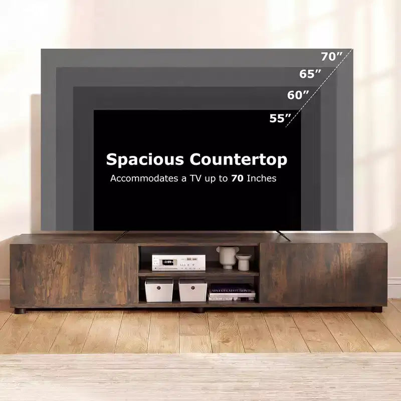 TV Stand for Up to 70-Inch TVs with Storage Cabinets and Open Shelves