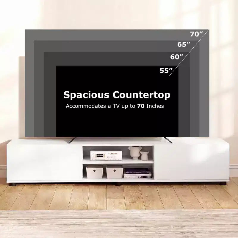 TV Stand for Up to 70-Inch TVs with Storage Cabinets and Open Shelves