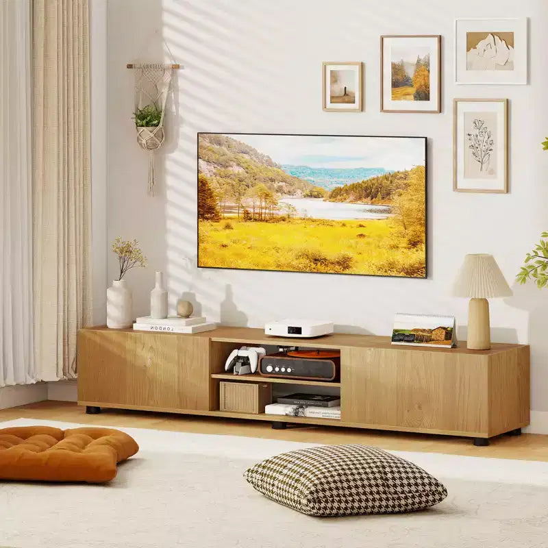 TV Stand for Up to 70-Inch TVs with Storage Cabinets and Open Shelves