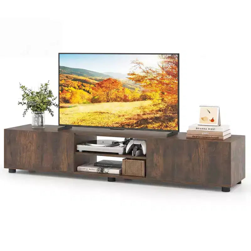 TV Stand for Up to 70-Inch TVs with Storage Cabinets and Open Shelves