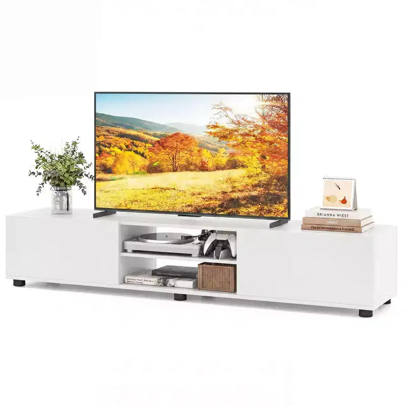 TV Stand for Up to 70-Inch TVs with Storage Cabinets and Open Shelves