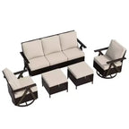 UPTIOT Outdoor 5-Piece Seating Set: 3-Seater Sofa, 2 Swivel Rockers & 2 Ottomans for Patio Comfort