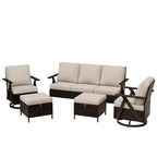 UPTIOT Outdoor 5-Piece Seating Set: 3-Seater Sofa, 2 Swivel Rockers & 2 Ottomans for Patio Comfort