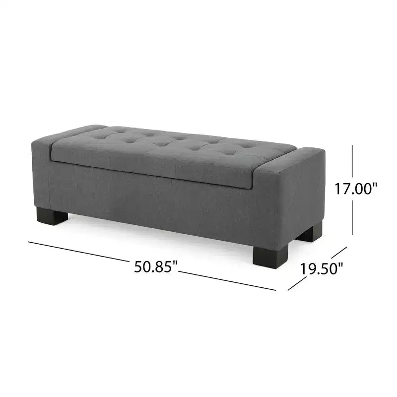 Gray Storage Ottoman Bench for Living Room, Office & Bedroom