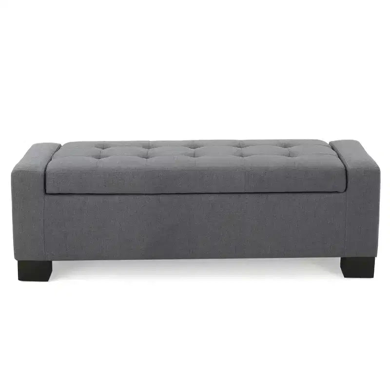Gray Storage Ottoman Bench for Living Room, Office & Bedroom