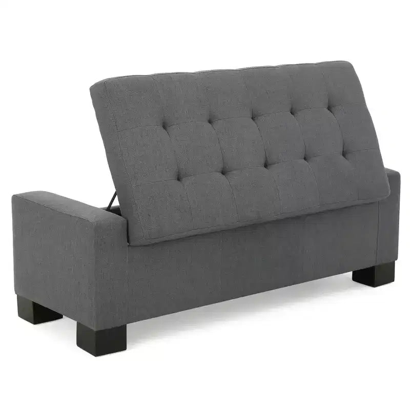 Gray Storage Ottoman Bench for Living Room, Office & Bedroom