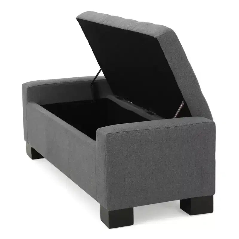 Gray Storage Ottoman Bench for Living Room, Office & Bedroom