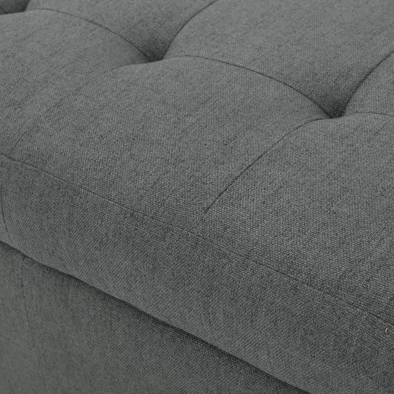 Gray Storage Ottoman Bench for Living Room, Office & Bedroom