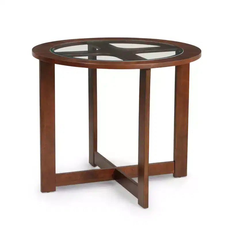 GDFStudio Alden 5 Piece Modern Round Glass Top Dining Set with 4 Triangular Stools