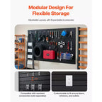 PVC Slat Wall Paneling, 8 x 4 ft, Modular Garage Slatwall Panel, Black