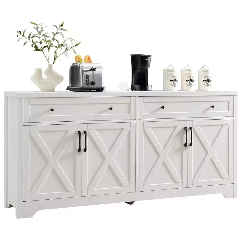 TV Cabinet 61-inch, Multi-Functional Combination TV Stand, Large-Capacity Storage Cabinet, Suitable for Living Room, Bedroom, and Office Areas, White