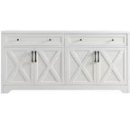 61-Inch TV Stand with Storage Cabinet and Tempered Glass Doors, White