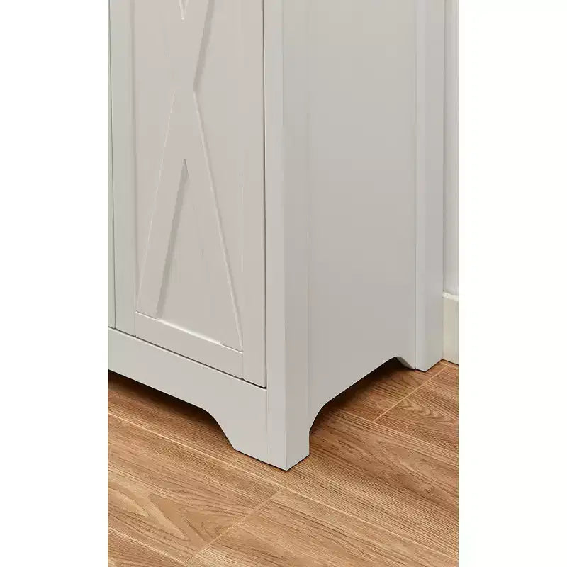61-Inch TV Stand with Storage Cabinet and Tempered Glass Doors, White