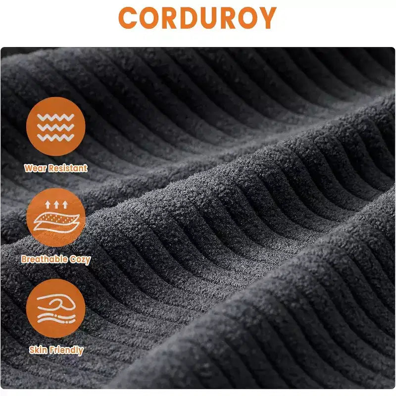 84-Inch Corduroy Upholstered Sofa with Pillow Back