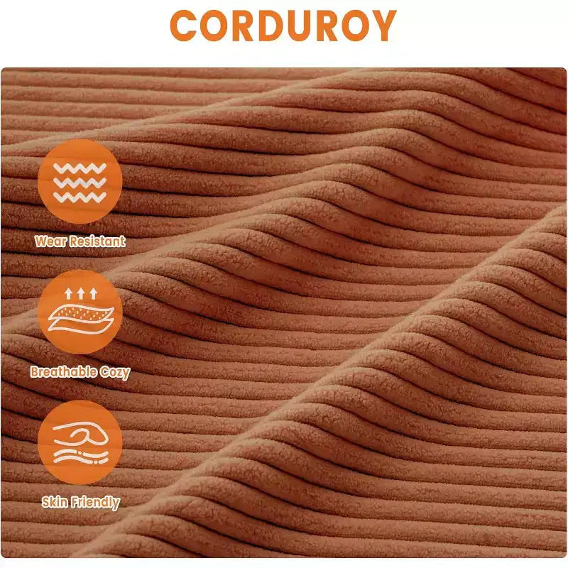 84-Inch Corduroy Upholstered Sofa with Pillow Back