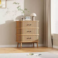 3-Drawer Dresser with Sliding Doors, MDF Construction, Matte Black Handles and Wooden Legs