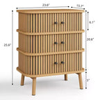 3-Drawer Dresser with Sliding Doors, MDF Construction, Matte Black Handles and Wooden Legs