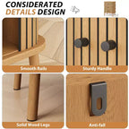 3-Drawer Dresser with Sliding Doors, MDF Construction, Matte Black Handles and Wooden Legs