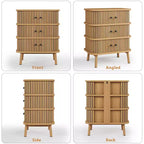 3-Drawer Dresser with Sliding Doors, MDF Construction, Matte Black Handles and Wooden Legs