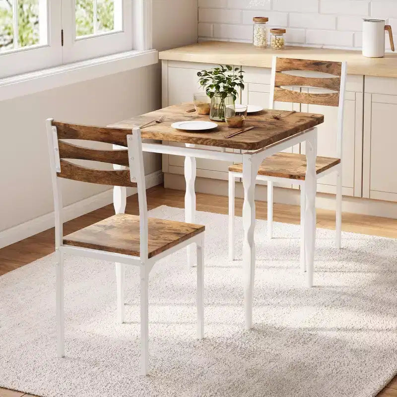 Dining Table Set for 2, Dining Table and Chairs Set of 2, 3 Piece Dining Table Set with Spiral Table Legs for Small Spaces, Kitchen, Apartment