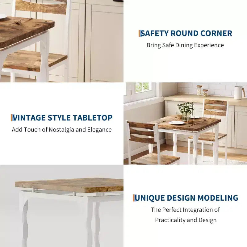 Dining Table Set for 2, Dining Table and Chairs Set of 2, 3 Piece Dining Table Set with Spiral Table Legs for Small Spaces, Kitchen, Apartment
