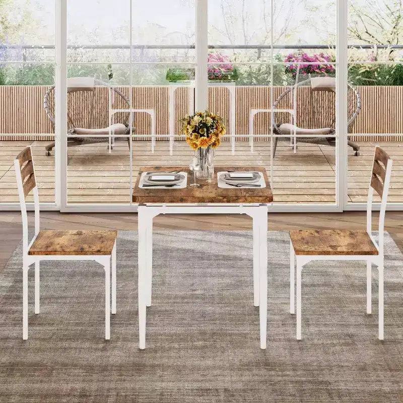 Dining Table Set for 2, Dining Table and Chairs Set of 2, 3 Piece Dining Table Set with Spiral Table Legs for Small Spaces, Kitchen, Apartment