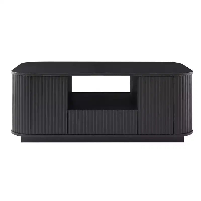 Oval Coffee Table with Drawers and Storage, 46.5 Inch, Curved Design