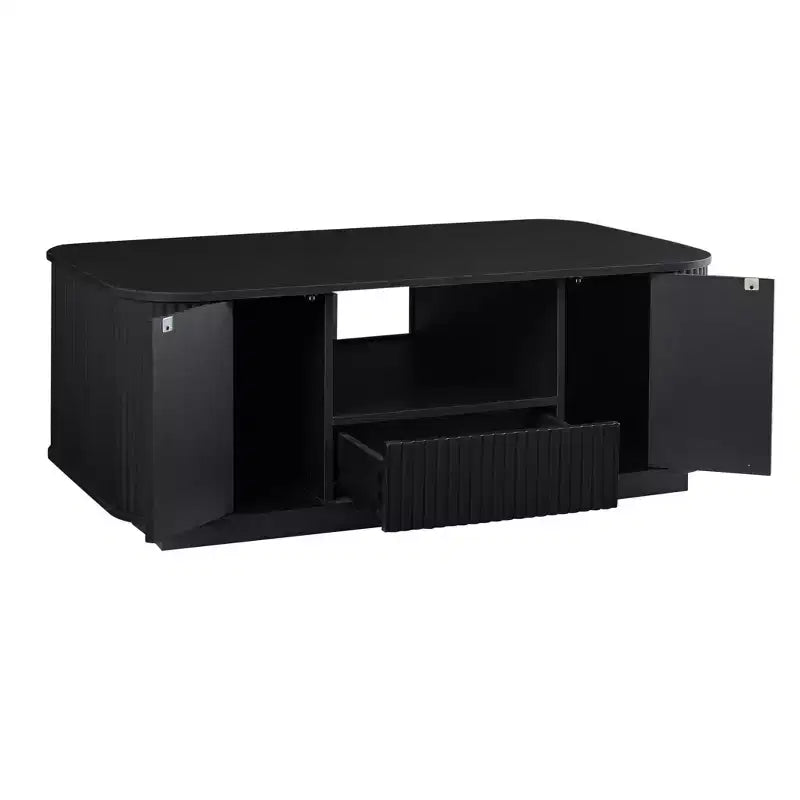 Oval Coffee Table with Drawers and Storage, 46.5 Inch, Curved Design