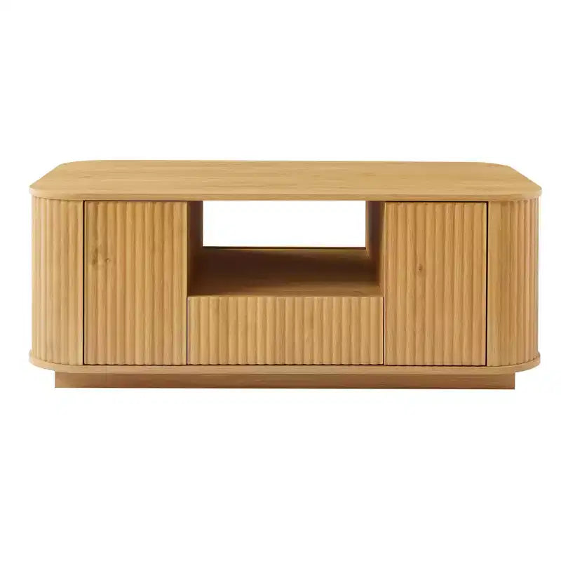 Oval Coffee Table with Drawers and Storage, 46.5 Inch, Curved Design