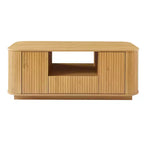 Oval Coffee Table with Drawers and Storage, 46.5 Inch, Curved Design
