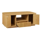 Oval Coffee Table with Drawers and Storage, 46.5 Inch, Curved Design
