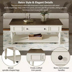 Coffee Table with Drawer and Lower Shelf, MDF Top, 4-Leg Base, 47.2 x 23.6 x 19.6 Inches