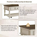 Coffee Table with Drawer and Lower Shelf, MDF Top, 4-Leg Base, 47.2 x 23.6 x 19.6 Inches