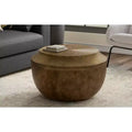 Round Cast Aluminum Coffee Table in Antique Brass, 21 inch, No Assembly Required