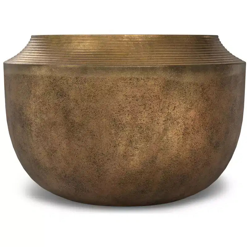 Round Cast Aluminum Coffee Table in Antique Brass, 21 inch, No Assembly Required