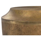 Round Cast Aluminum Coffee Table in Antique Brass, 21 inch, No Assembly Required