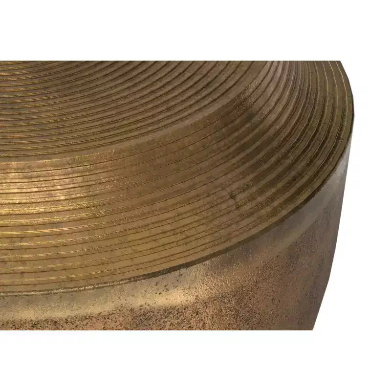 Round Cast Aluminum Coffee Table in Antique Brass, 21 inch, No Assembly Required