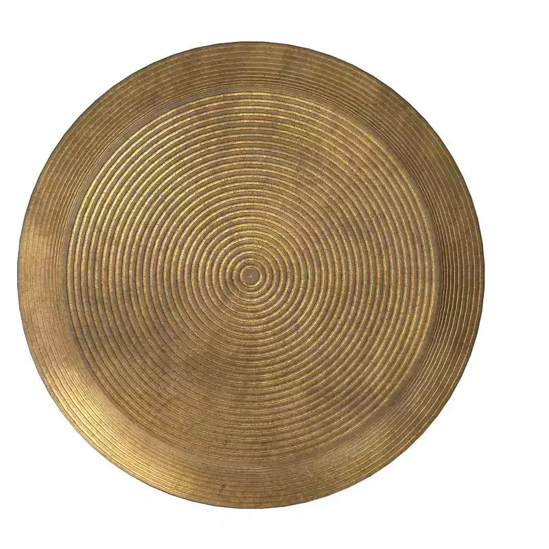Round Cast Aluminum Coffee Table in Antique Brass, 21 inch, No Assembly Required