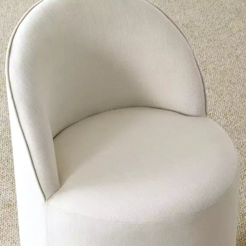 Eettafelset voor 6 personen, ovale tafel van 79 en met linnen beklede kuipstoelen met wieltjes, voor de eetkamer-Panipeachy