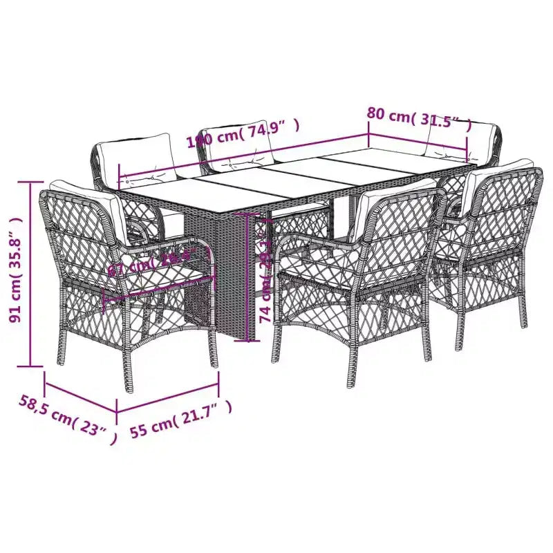 vidaXL tuinset met kussens, polyrotan en acaciahout